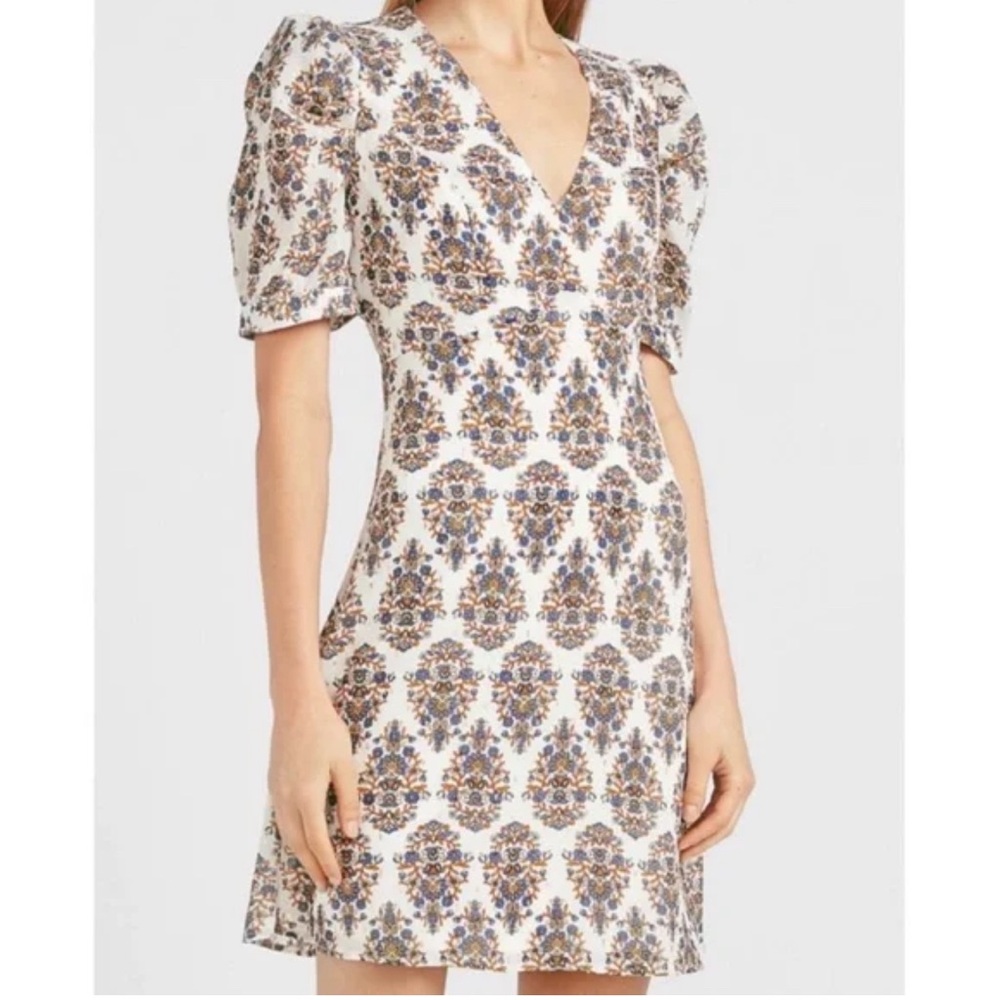 Express Puff Sleeve Floral Paisley Dress
